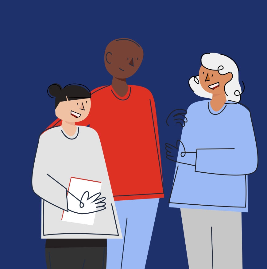 graphic of teacher and students