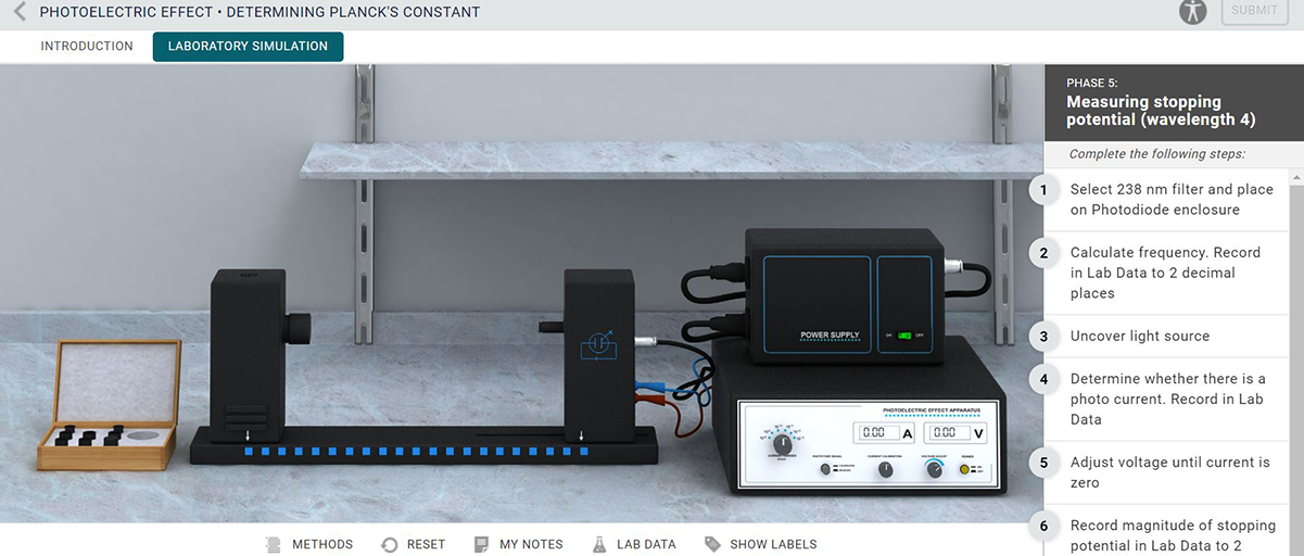 screenshot of Physics simulation lab
