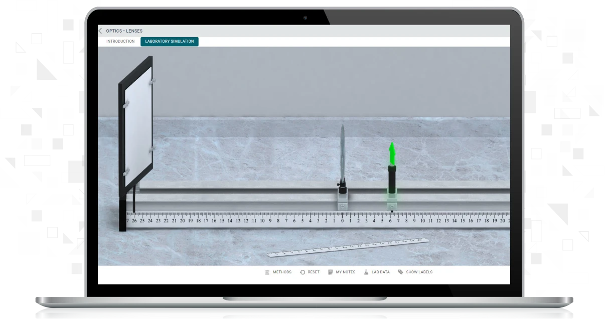 screenshot of Optics: Lenses simulation