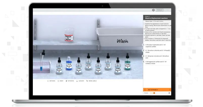 screenshot of Reactions in Solution simulation