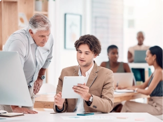 Employee being coached by boss