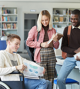 students working together in a library
