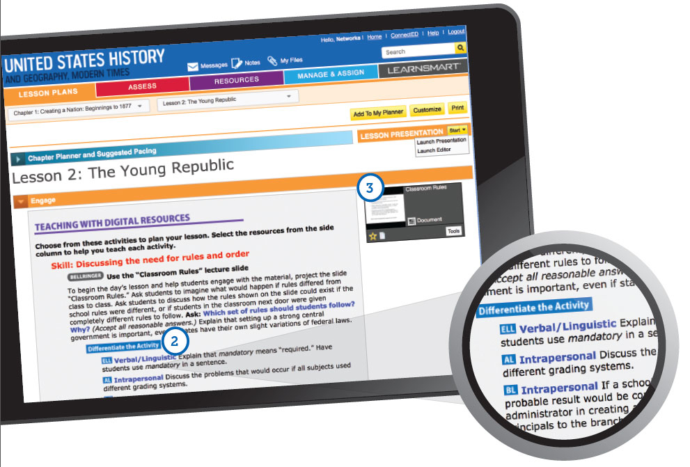 Screenshot of Unites States History and Geography Modern Times, Lesson 2: The Young Republic
