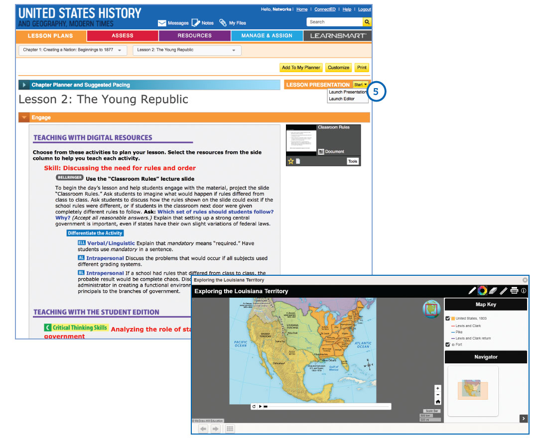 screenshot of lesson presentation section