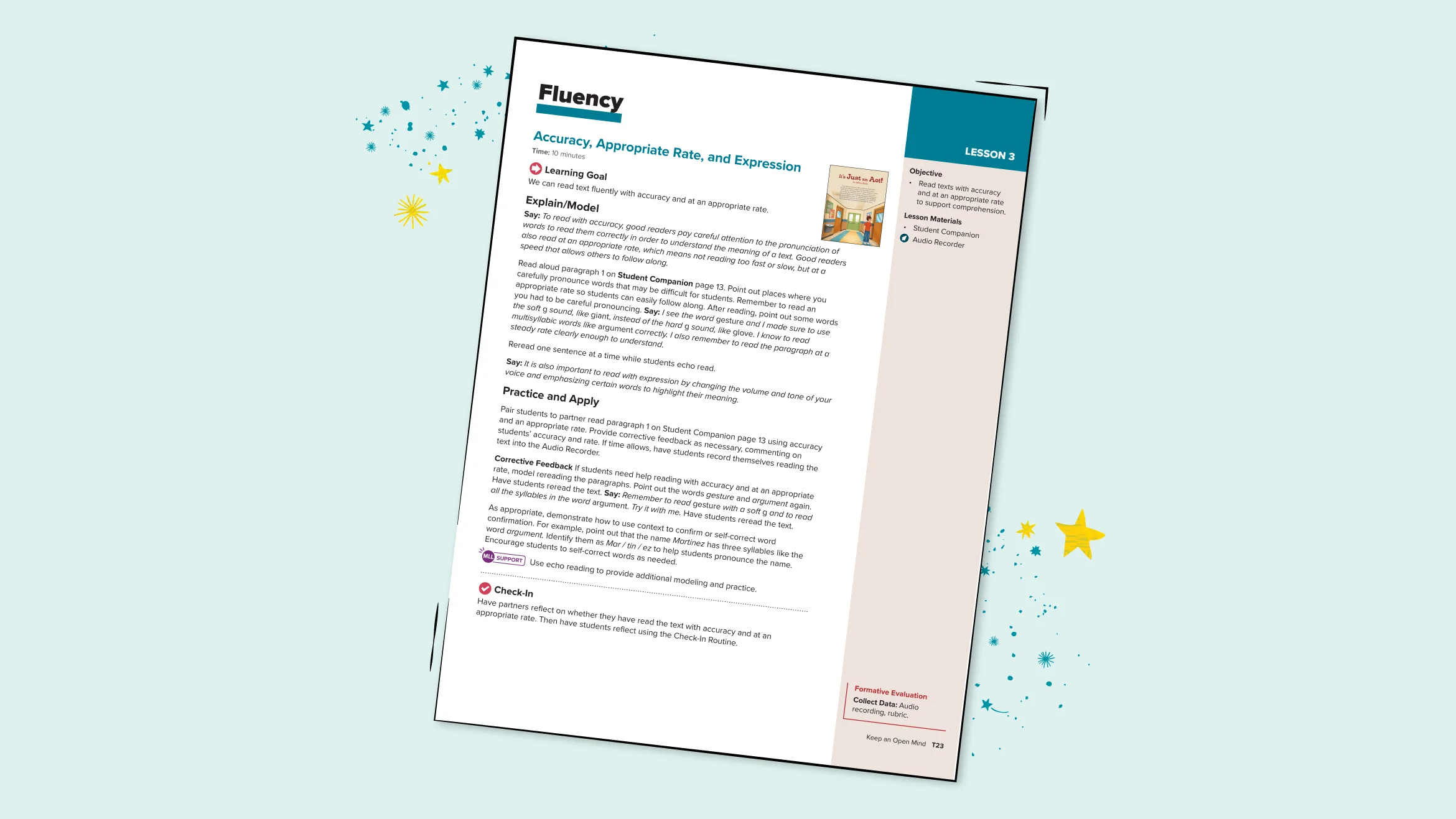 A page on fluency from the Teacher’s Edition. 