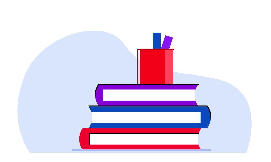 Illustration of books stacked atop one another
