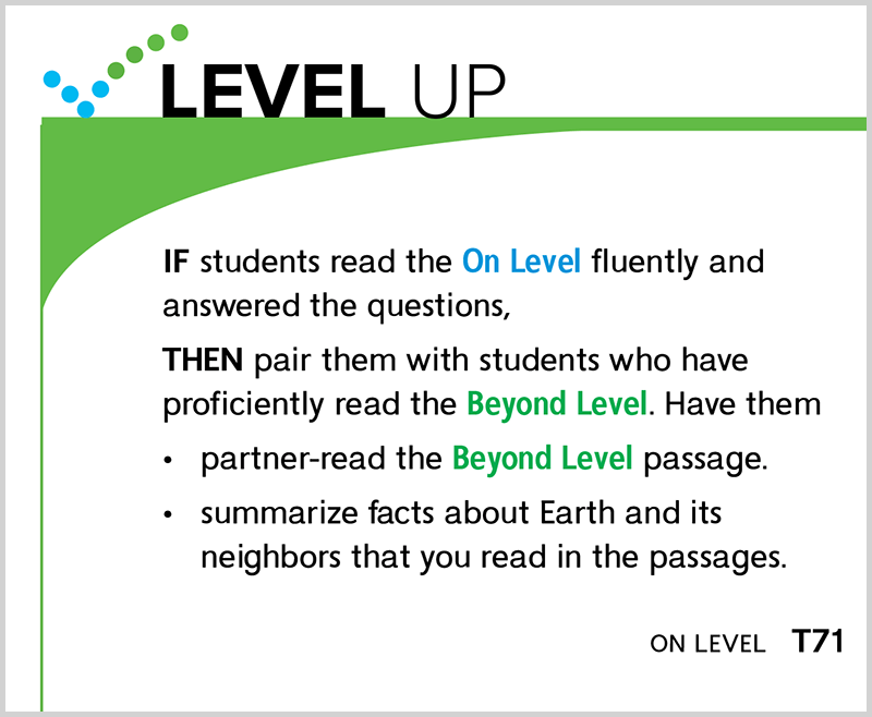 Screenshot of Literacy Level Up assessment